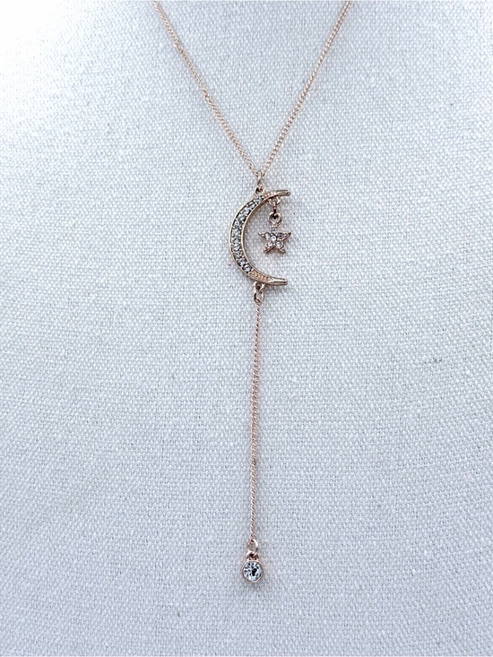 unbranded Jewelry - Crescent Moon & Star Crystal Lariat Woman’s Necklace Celestial Jewelry